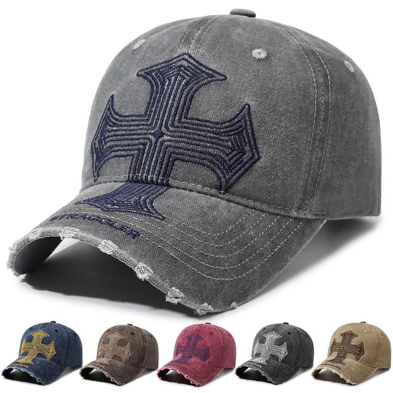 Embroidered Cross Baseball Cap for Men Women Vintage Design Sun Hat Hip Hop Fashion Caps GZW