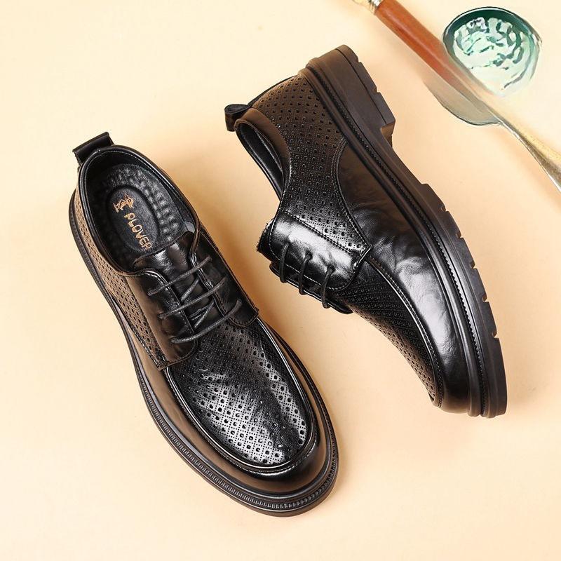 

Кожаная обувь Мужская Дышащая Деловая Платье Мужская Повседневная Черная Перфорированная Британская Свадебная Обувь Жениха 44