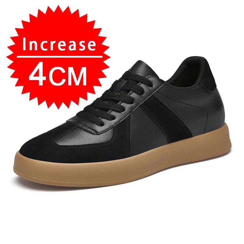 Men Women Genuine Leather Casual Elevator Shoes Leisure Sneakers Sports Zapatos Mujer Men's Height Increasing Shoes Tennis Shoes