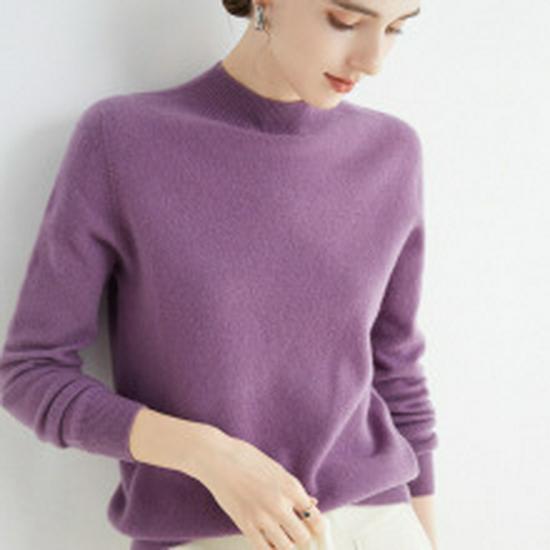 Women's V-Neck Merino Wool Sweater - Slim Fit, Long Sleeve, Warm Knitwear for Autumn/Winter