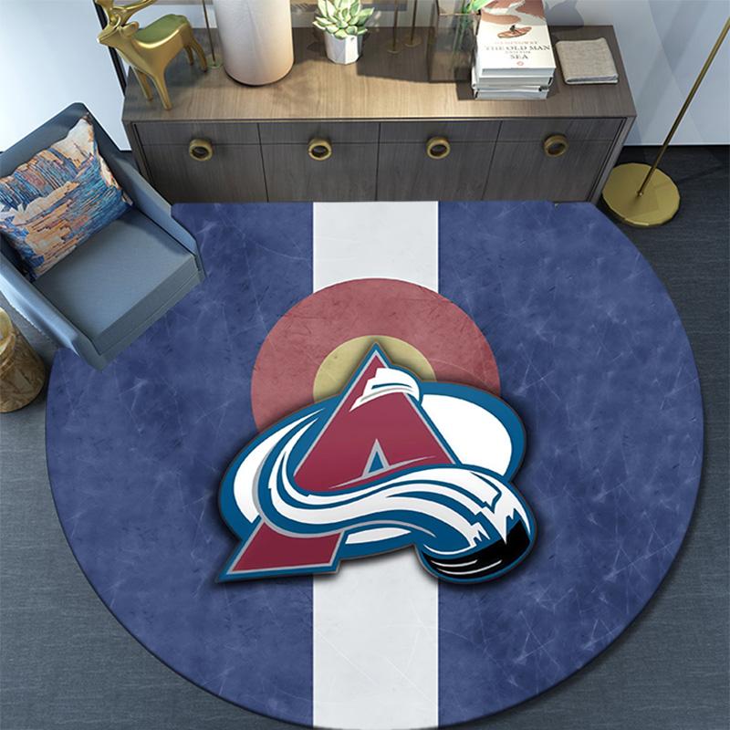 Colorado Avalanche2 Round Area Rug,Carpet Rug for Living Room Bedroom Sofa Playroom Decor,Non-slip Floor Mat