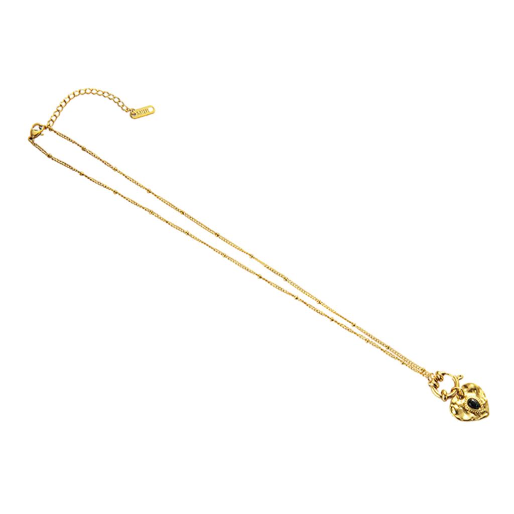 Classic French Style Metal Heart Necklace Fashionable Heart Necklace with Golden Chain Unique Neck Chain for a Chic Look