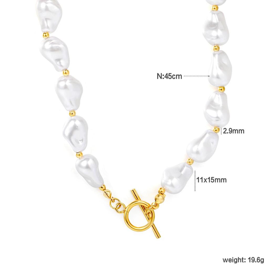 Baroque Irregular Pearl Necklace & Bracelet Set - Vintage French Light Luxury OT Buckle Jewelry for Women