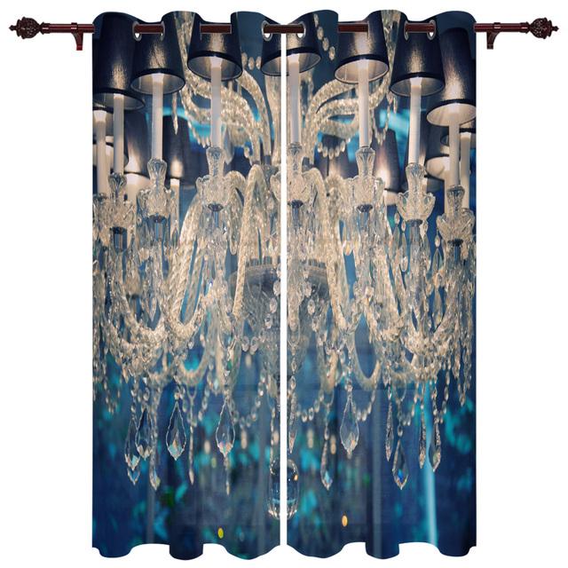 Black And White Chandelier Curtains for Bedroom Kids Room Living Room Window Curtain Luxury Curtains for Kitchen