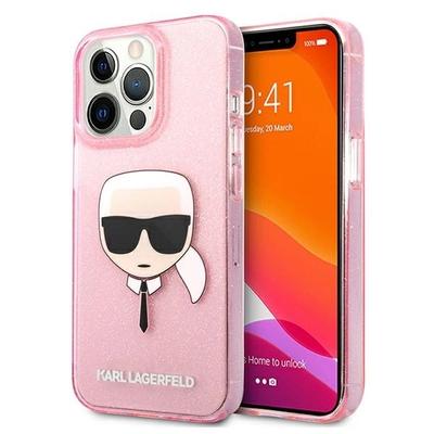 Karl Lagerfeld Klhcp13Xkhtuglp Iphone 13Pro Max 6,7 Różowy/Pink Twardy Brokatowy Pokrowiec Z Głową Karla