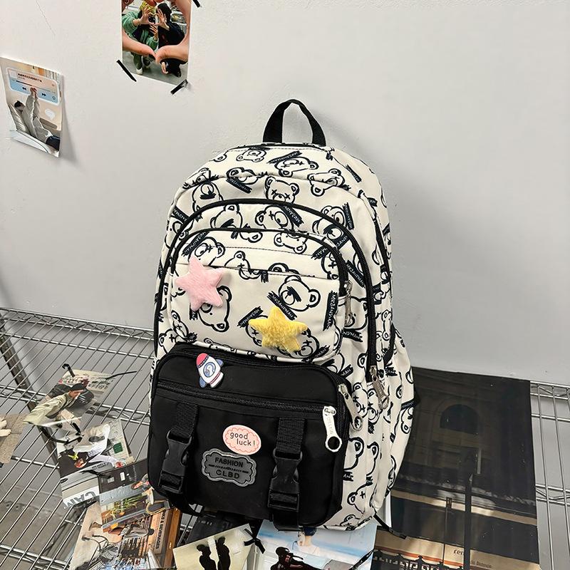 New high-value, fresh, sweet and cute bear backpack, large-capacity backpack for junior high school students