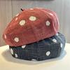 Polka Dot Jacquard Sweet Beret Breathable Thin Pumpkin Hat Cute Autumn Outdoor Plaid Weave Casual Caps