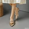 Fashion temperament pointed half drag low heel toe cool slippers for women wearing summer fashion versatile comfortable women's shoes