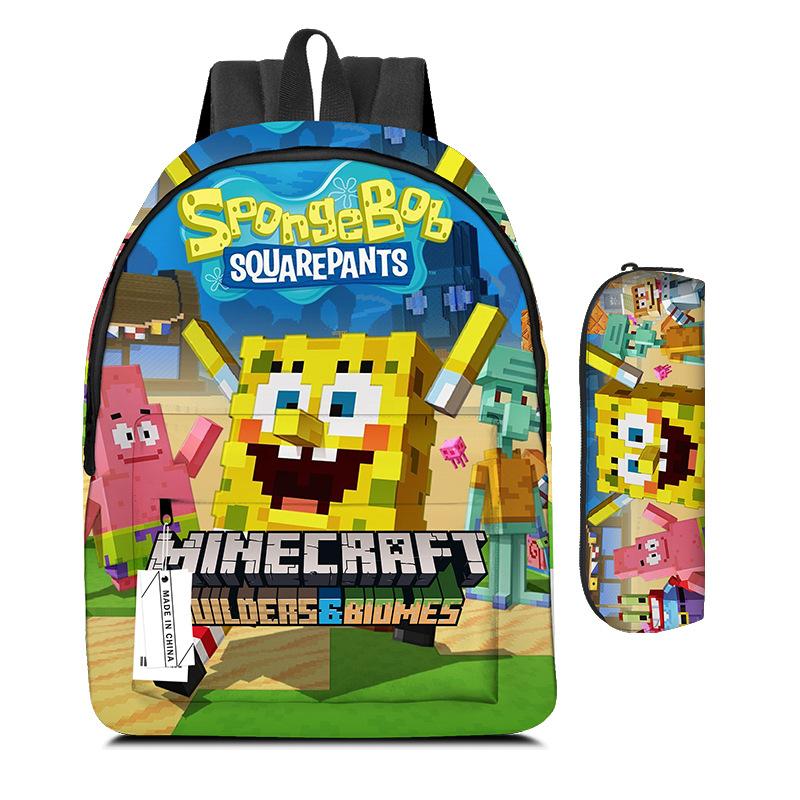 ROBLOX Backpack Elementary and Secondary School Bag Children's Backpack Anime Cartoon Backpack Lunch Bag Pencil Case