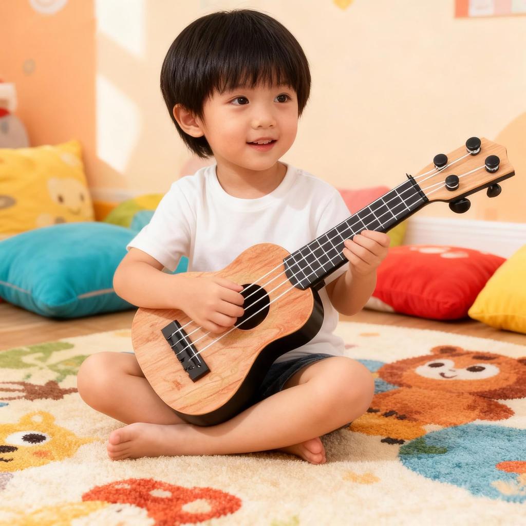 Eucli Model Gitary Zabawkowej Instrument Muzyczny Edukacyjny Zabawka Gitara Mini Gitara Zabawka Wczesnoedukacyjna dla Niemowląt i Przedszkolaków Dziecięca