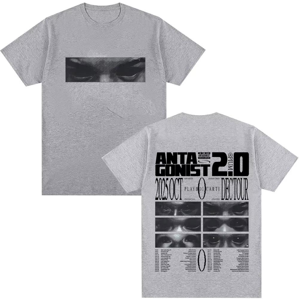 Rapper Playboi Carti Antagonist Tour 2026 Nuova Maglietta Abbigliamento Uomo T-shirt Estetica Vintage Hip Hop Gotica Manica Corta