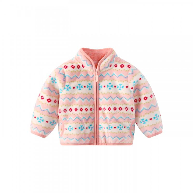 Girls Winter Warm Fleece Cardigan Jacket Toddlers 1-3 Years Soft Cotton Outerwear With Stand Collar