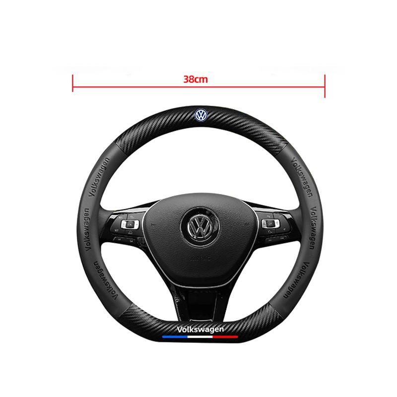 Volkswagen Car Carbon Fiber Anti-Slip Steering Wheel Cover For VW GTI Polo Golf MK6 Passat B6 Tiguan Arteon Jetta T-ROC ID.4 CC