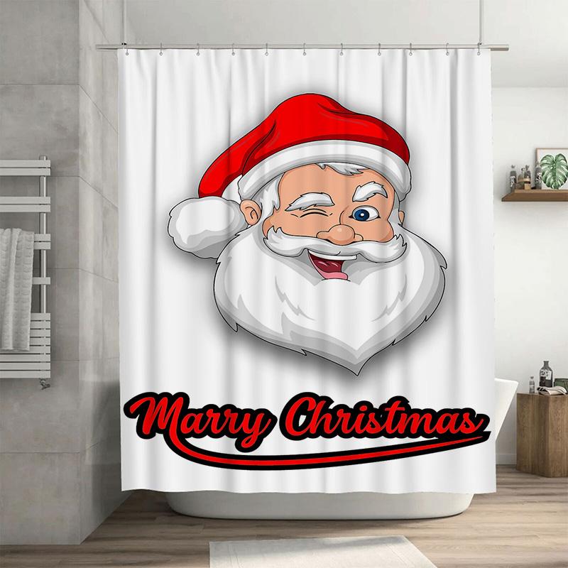 

Tuniu Festive Christmas Bathroom Decor Funny Santa Claus Shower Curtain Cute Holiday Toilet Backdrop Waterproof Fabric Merry Chr W60H190(CM)-1 Pcs