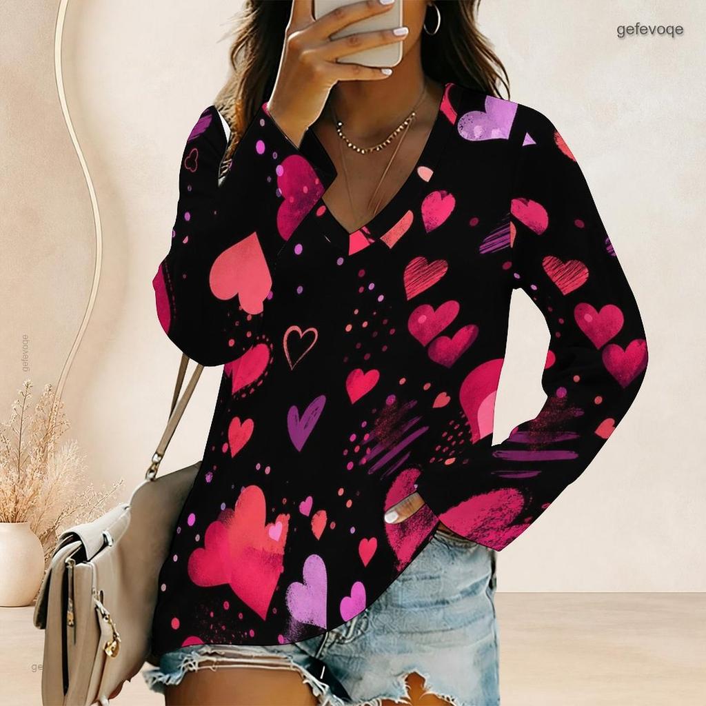 Women Plus Size V Neck Long Sleeve American Flag Printed Top Curved Hem With Pocket Button Detail