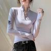 Women's Double-Sided Velvet Zipper Turtleneck Long Sleeve Top - Slimming and Warm for Autumn/Winter