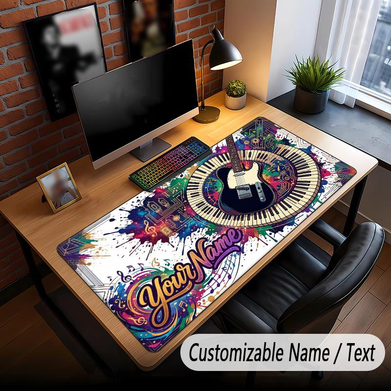 Music Guitar Theme Custom Mouse Pad Personalized With Name Text Customized Desk Mat For Office Home Decor