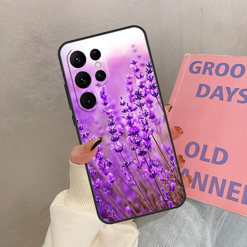 

Чехол с цветами лавандового цвета для Samsung Galaxy S24 Ultra S20 S21 S22 S23 S25 Ultra S9 S10 Plus S25 FE Чехол Coque Galaxy S21