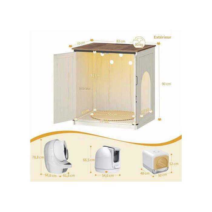 Furniture Cat Litter 82cm Brown and White Cat Toilet House - Modern - Rustic Brown and White - Engineered Wood