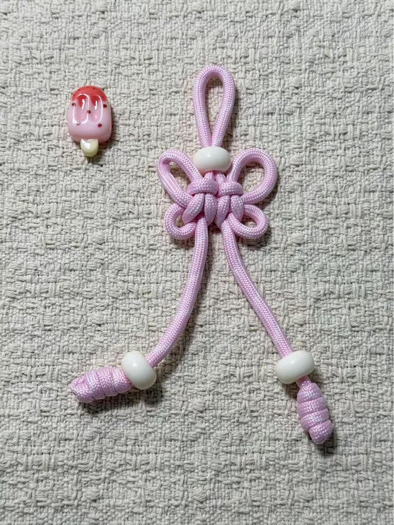 Handmade Colorful Nylon Rope Phone Lanyard with Pearl Knot Buckle Pendant