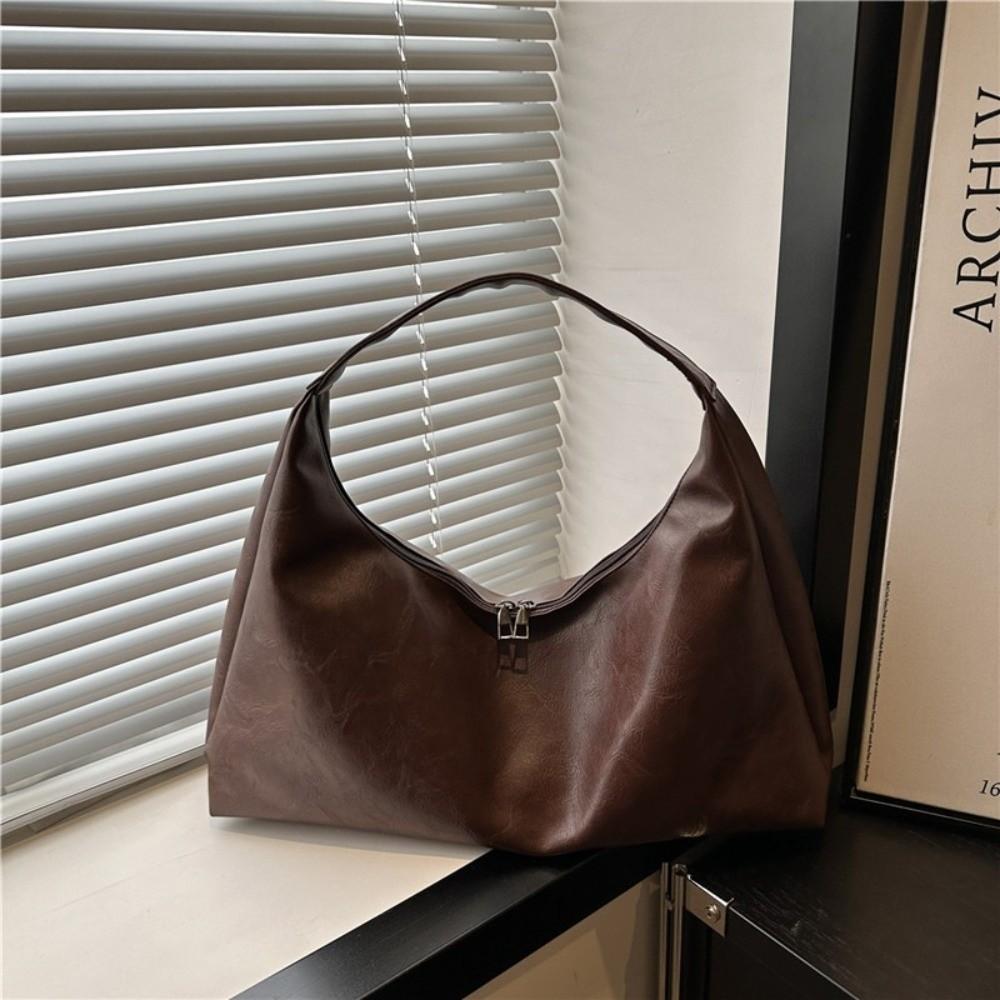 Leisure Soft Leather Tote Bag Vintage Women's Armpit Bag Trendy Large Shoulder Bag  Girls