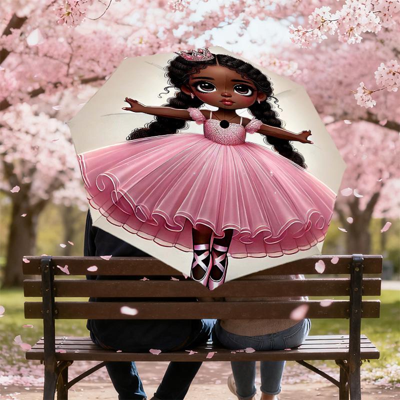 1PC Princess Ballet Umbrella-8-Rib Reinforced Portable Folding Travel Suitable for All Seasons Outdoor Daily Use-J400