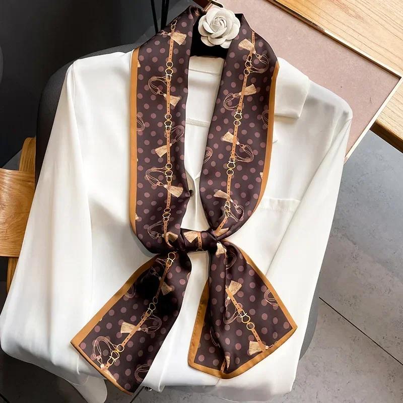 17*150cm Ribbon Silk Scarfs Female Luxury Design Hair Band Skinny Scarf Neck Ties Women Bag Scarves Neckerchief Foulard Lady