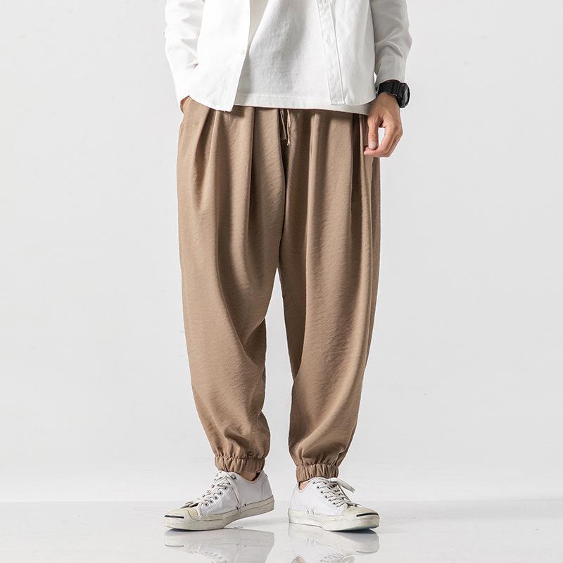 Men's Chinese Style Cotton Linen Joggers - Plus Size Loose Casual Harem Pants for Spring/Summer