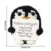 Knitted Penguin Crochet Penguin Doll With Positive Card Crochet Doll Collectible Doll Cute Mini Penguin For Mother's Day Home