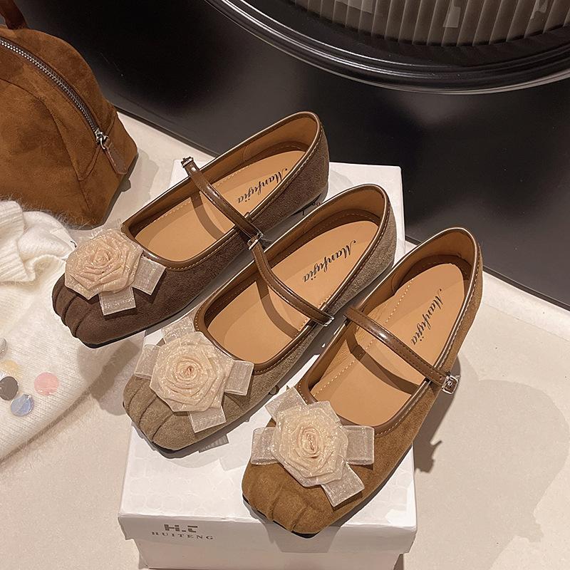 Baotou Half Slippers Women's Autumn Wear New Flower Flat Shoes