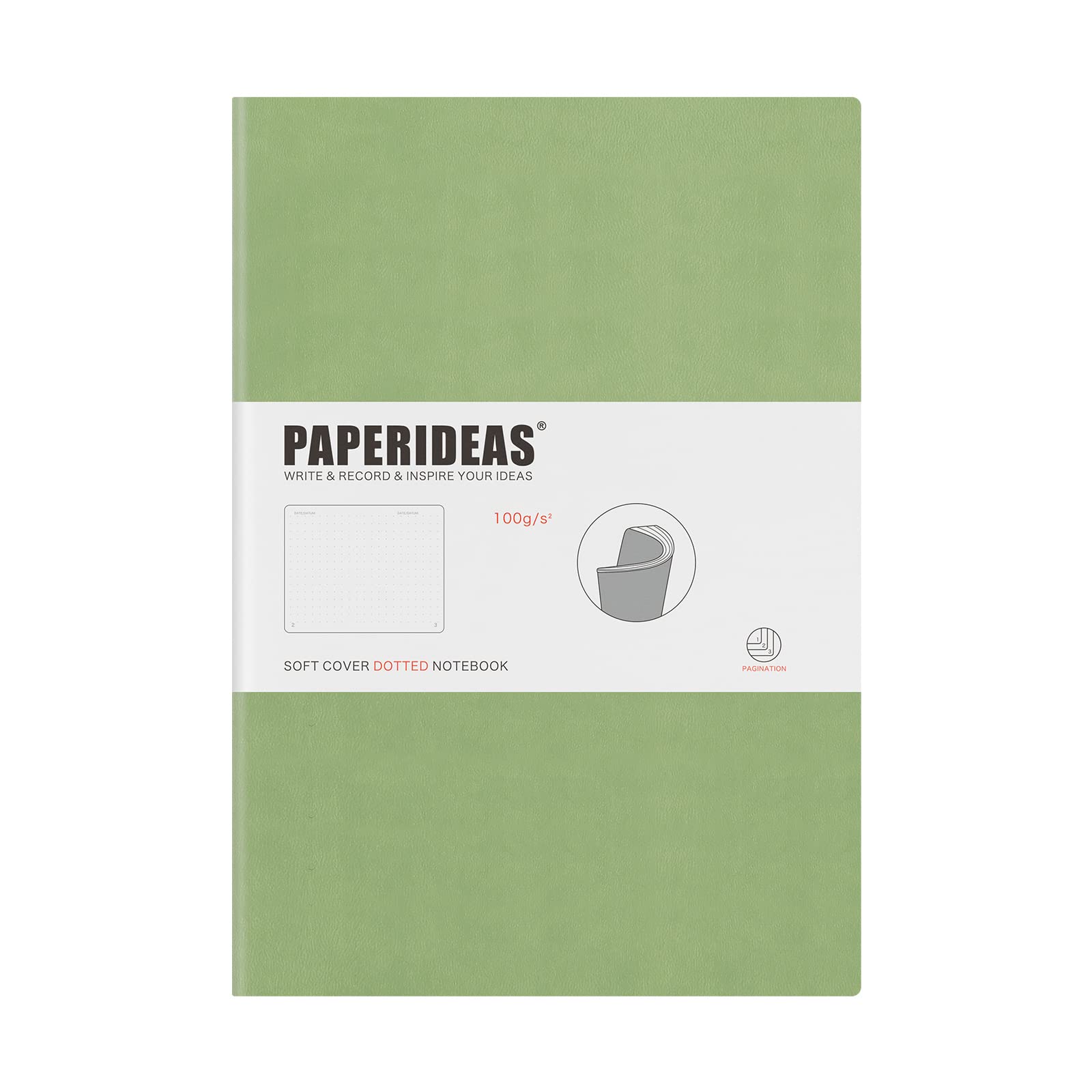 

PAPERIDEAS Примечание B5 Мягкая обложка Авокадо (Точки, зеленые)