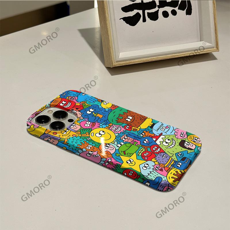 Hot-selling Fun Cartoon Graffiti Illustration for Apple 16 Glossy Film iPhone17 Large Hole Mobile Phone Case