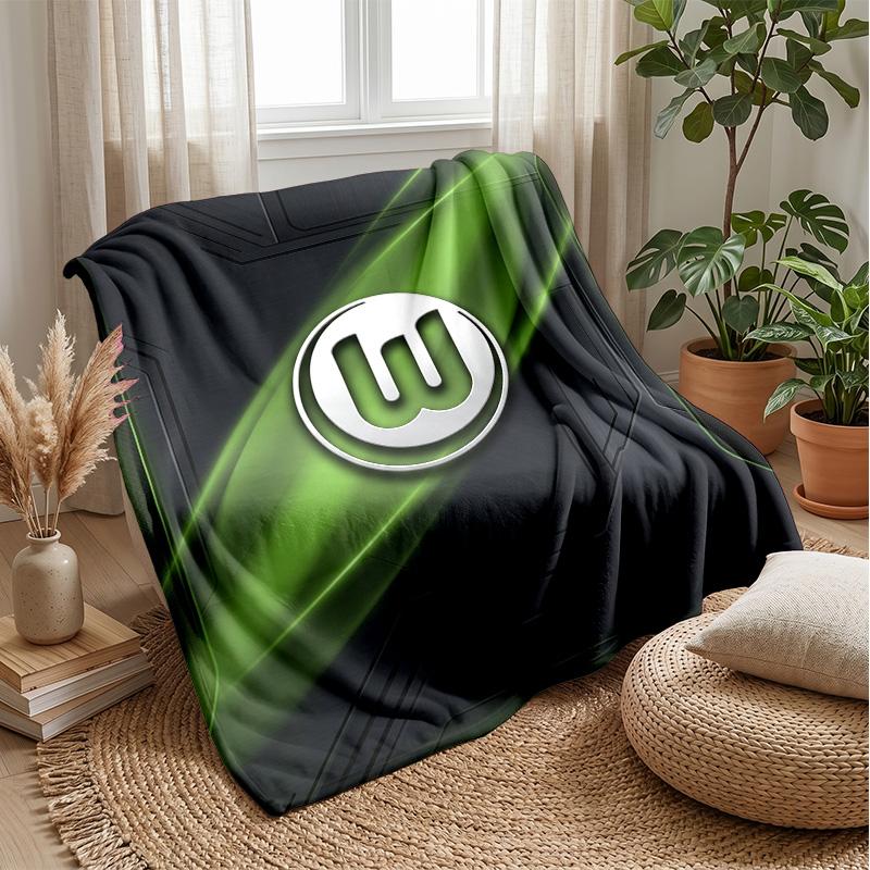 VfL Wolfsburg FC Weiche Flanell-Fleece-Decke Leicht Gemütlich Warm Überwurfdecke für Sofa Bett Heimdekoration