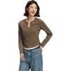 Semir Women's Slim Fit Faux Two-Piece Short Long Sleeve T-Shirt