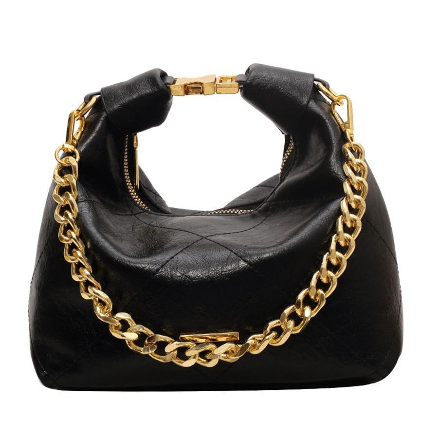 This year, popular bags for women with large capacity 2025 new autumn and winter textured rhombus chain shoulder bag popular bucket bag