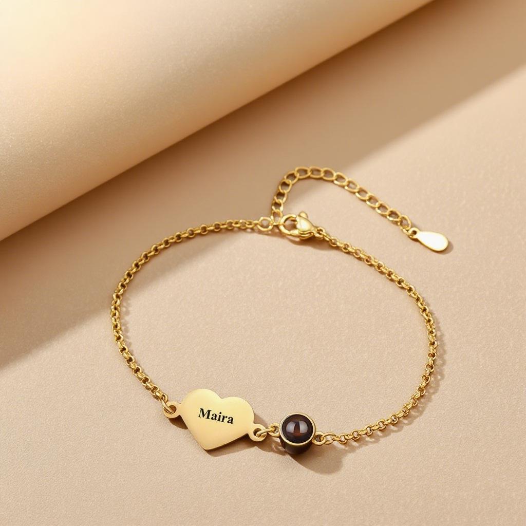 Heart-shaped 100 Languages Projection Bracelet - Laser Engraved DIY Style
