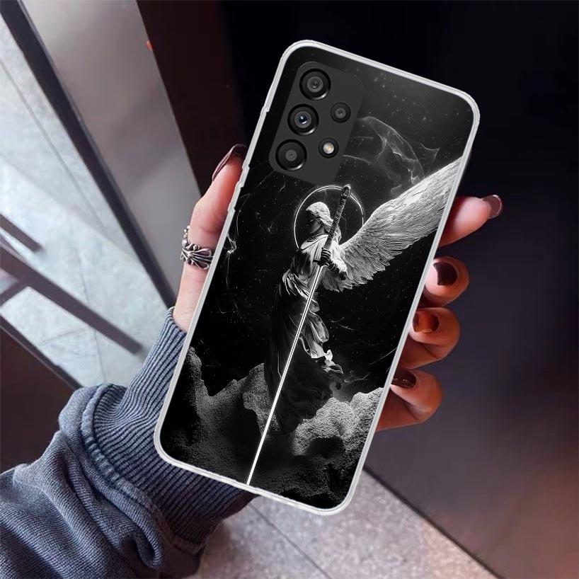 Archangel Michael Phone Case For Samsung Galaxy A12 A52S A42 A32 A22 A51 A50 Note 20 Ultra 10 S10 Plus A71 A70 A31 A30 A10S Gala