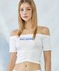 Zero Planet Shirred Off-Shoulder Crop Top [White]