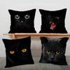 Black Cat Print Pillow Cover for Bedroom Room and Living Room Sofa Decorative Cushion Cover