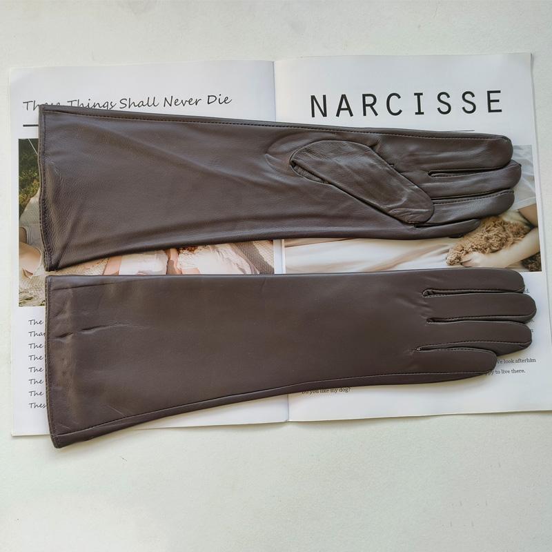 

Новые женские длинные перчатки из овчины с плюшевой подкладкой и ветрозащитные кожаные перчатки для вождения 8