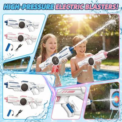 Electric Continuous Fire Water Toys, Automatic Water Suction, Powerful Water Spray, High Pressure Water Toy.