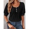 IHUASU Women's Fashion Casual Short Sleeve O-Neck Blouses & Shirts