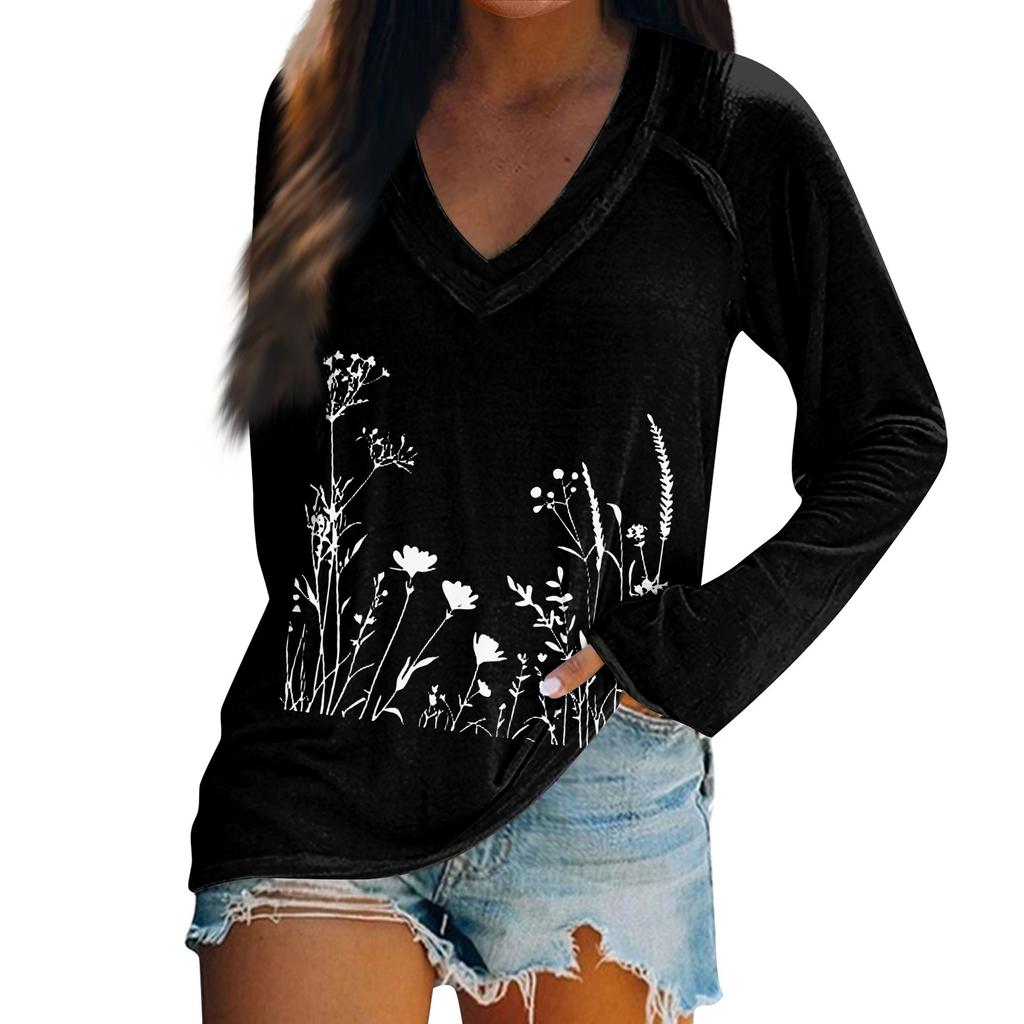 Women's Long Sleeve T-Shirt V Neck Easter Print Casual Comfort Top