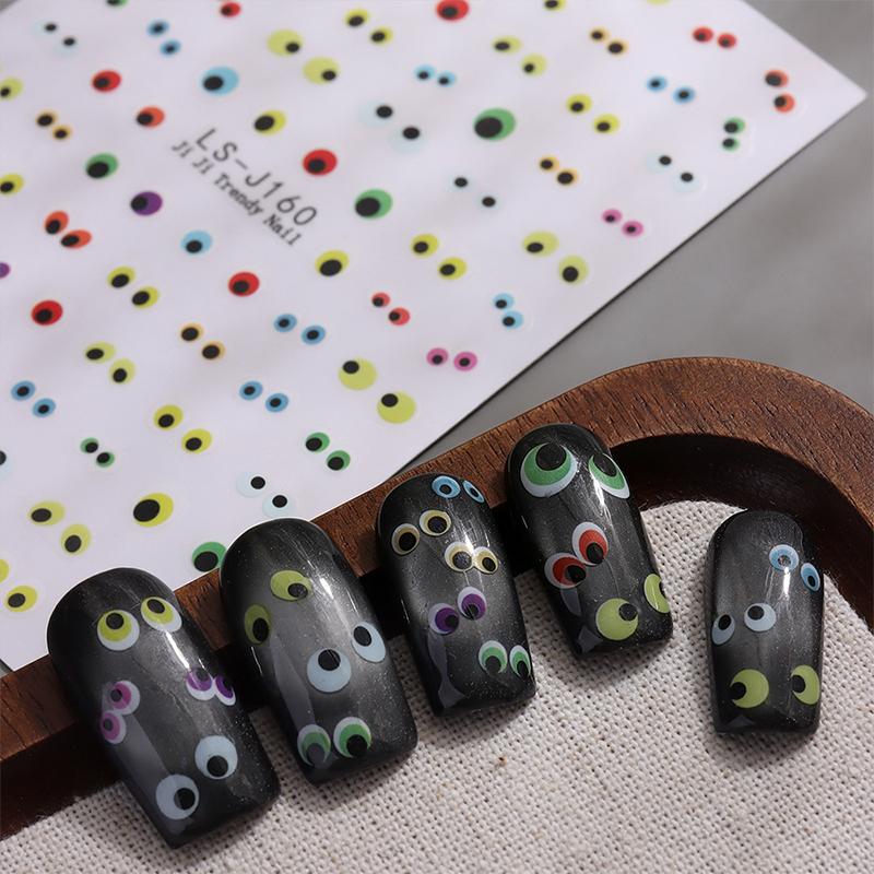2Pcs Unique Design Halloween Nail Stickers Cartoon Devil Eye Ghost Skull Cat for Exclusive Halloween Party Nail Decor