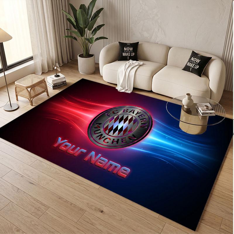 Custom Rug Bayern Munich Pattern Print Name Text Soft Non‑Slip Floor Carpet for Home Indoor Decoration