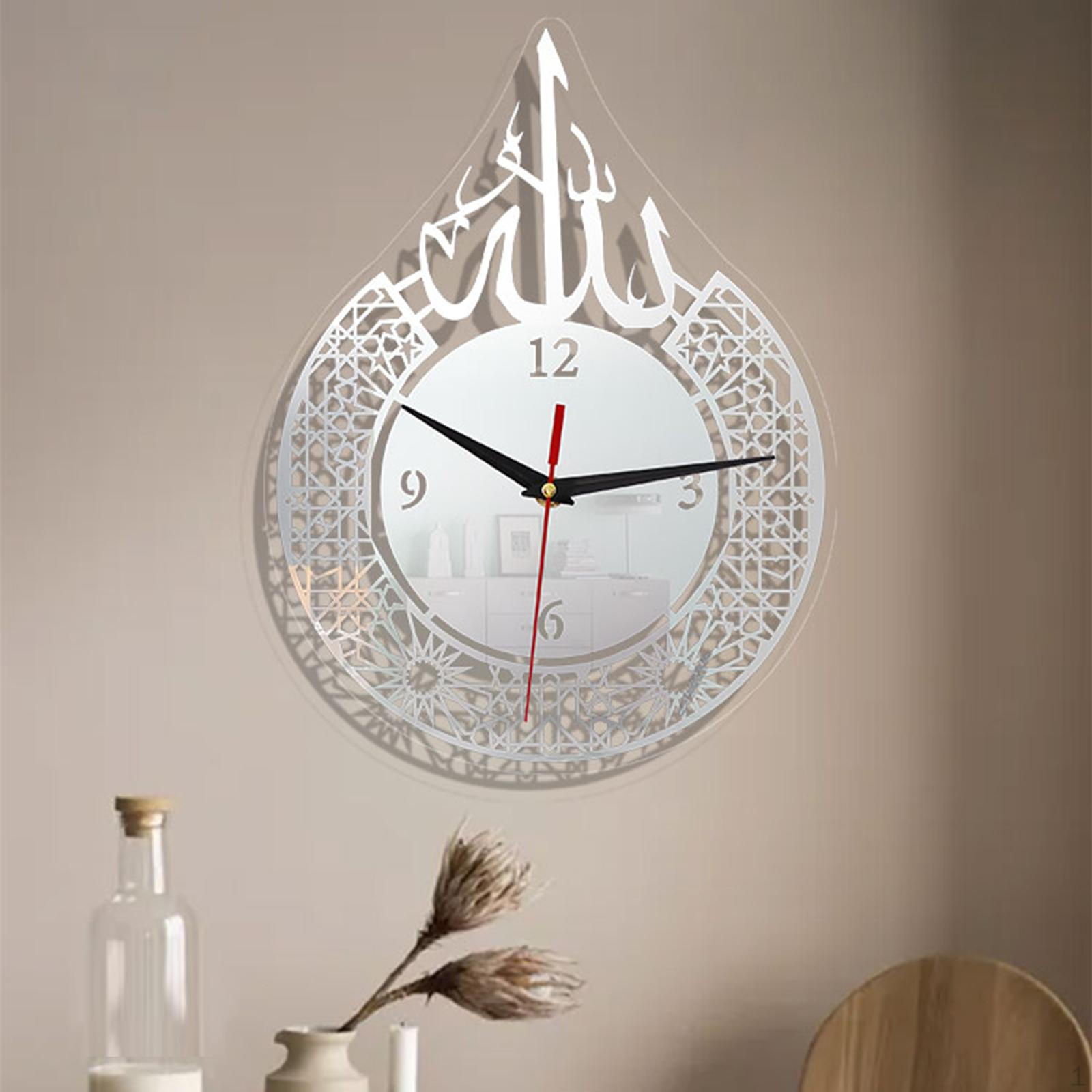 

Wall Clock, Digital Clock Pendulum Silent, Hanging Decorations for Living Room Bedroom Eid Argent