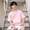 Summer new 200g pure cotton small shoulder youth campus sports and leisure loose solid color round neck short sleeves
