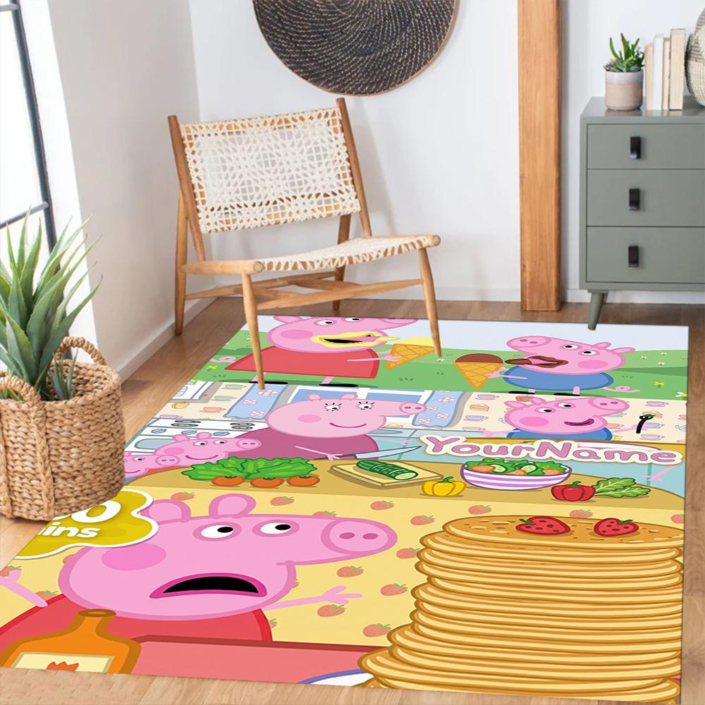Peppa Pig Customize Text Area Rug Perfect for Decorate room Dining Room Hallway Living Rooms Anti-slip Rug Anime Office Decor Spiritual Gift