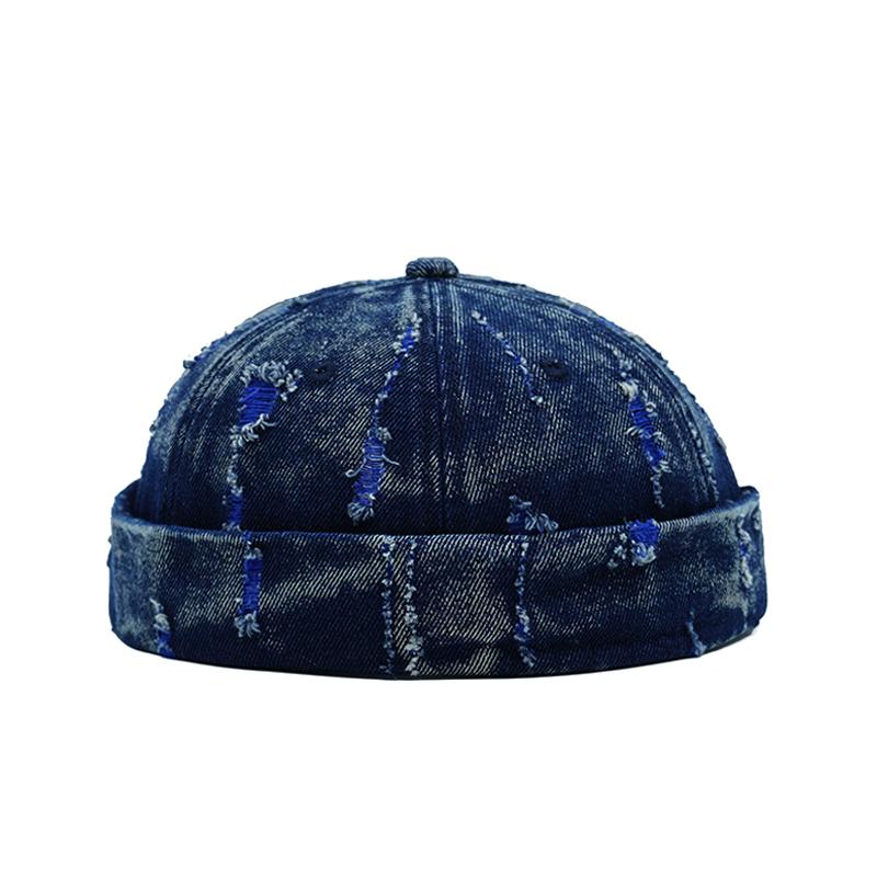 Tear Broken Denim Docker Cap Colorful Brimless Caps Without Visor Adjustable Cotton Polyester Hat Hats Outdoor Street Hip Hop