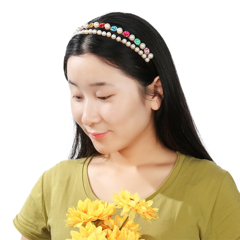 New Party Jewelry Gifts Baroque Style Head Wrap Rhinestone Headband Pearl Hair Band Gem Crystal